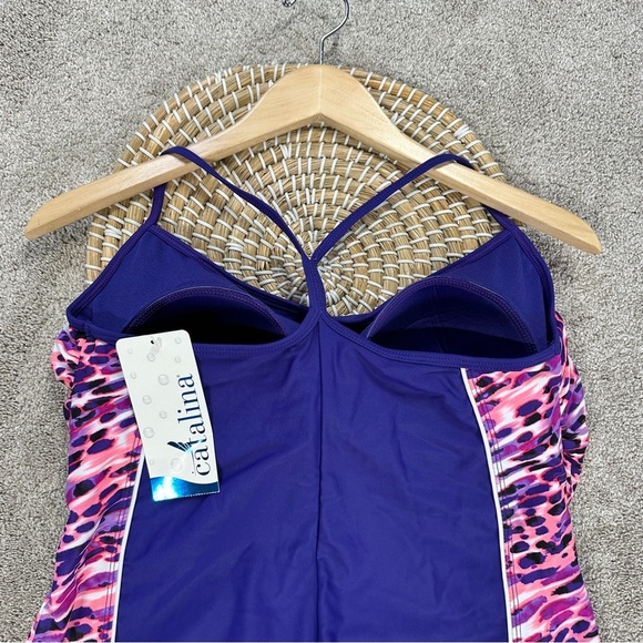NWT Catalina Women’s Racer Back Tank One-Piece Swimsuit in Purple Plus Size 2X - Picture 6 of 13